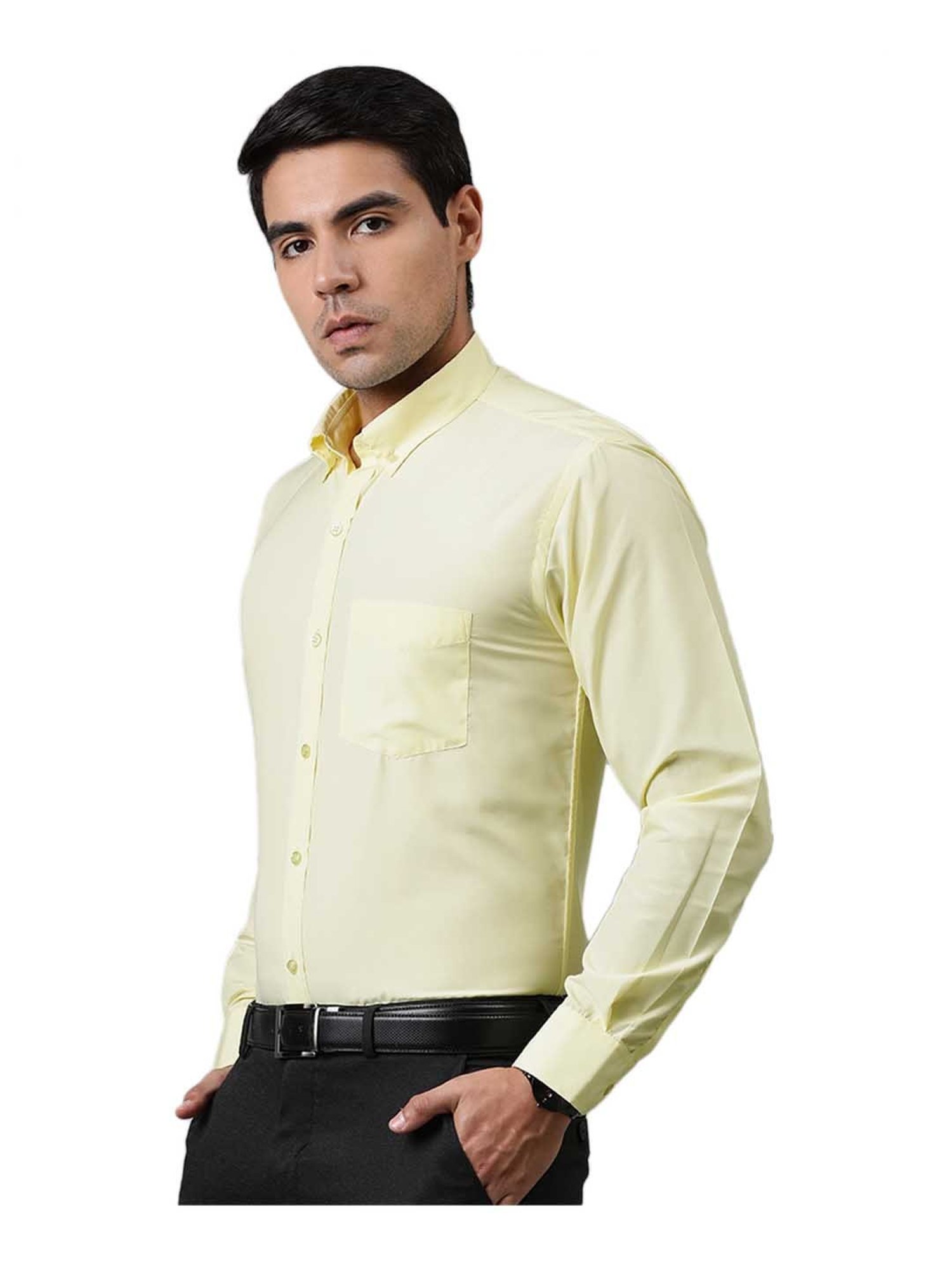 English Navy Yellow Slim Fit Shirt