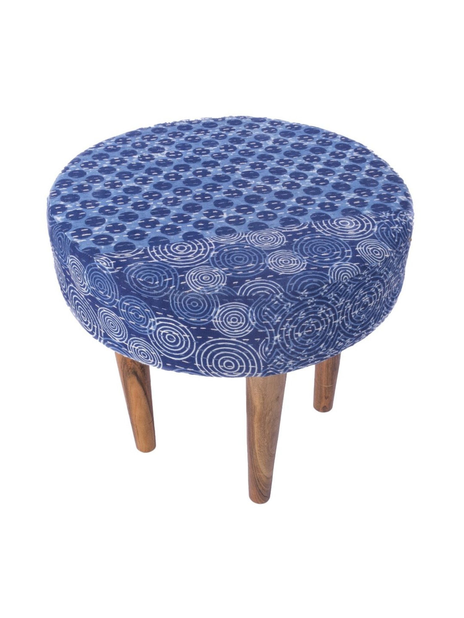 Chumbak French Sahara Solid Mustard Yellow Wood Ottoman