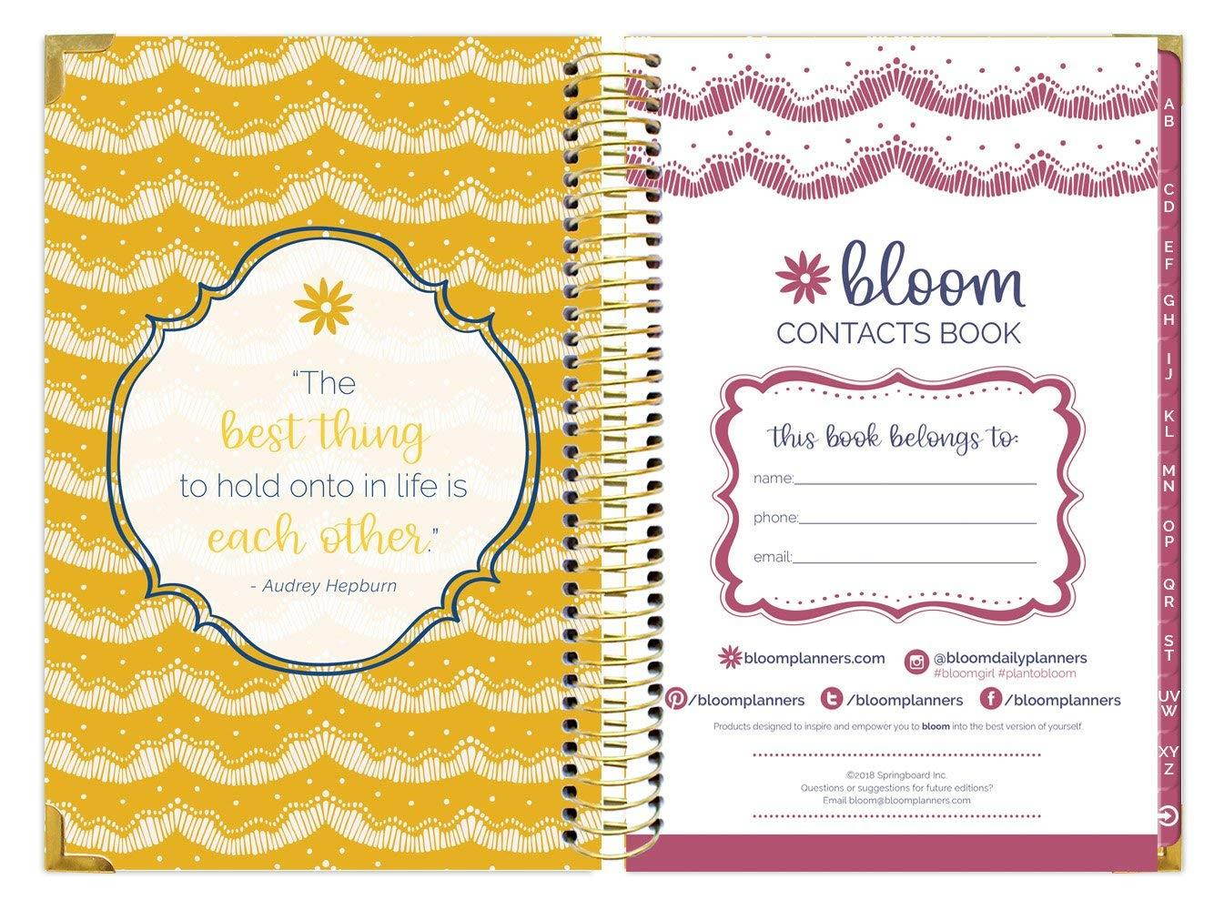 bloom daily planners New and Improved Hardcover Contacts/Address Book - 6" x 8.25" - Vintage Floral