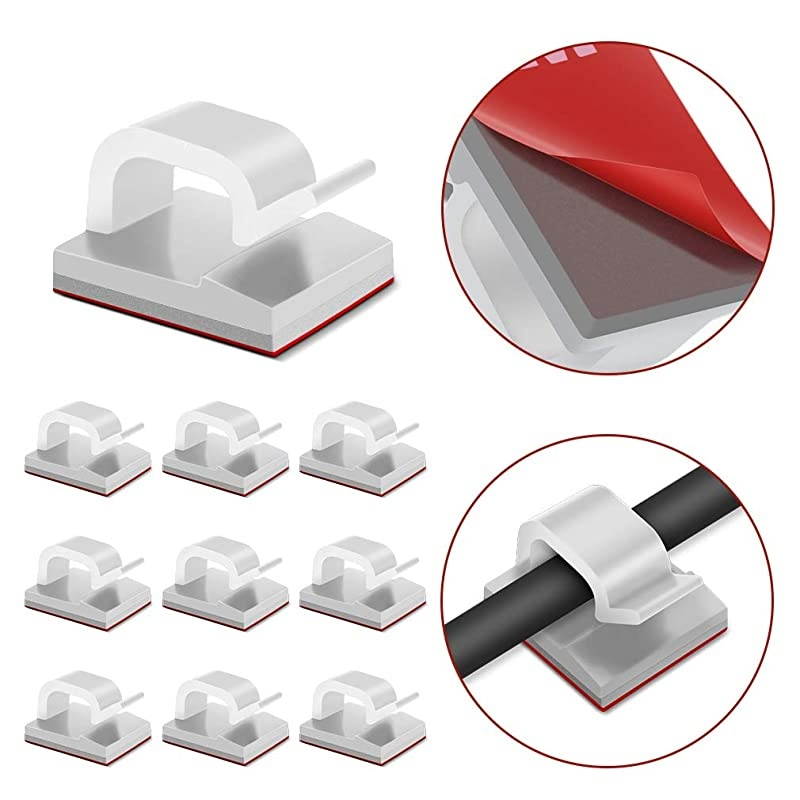 Self Adhesive Cable Clips Cable Management Wire Clip Cord Holder 100 Pack Model R White