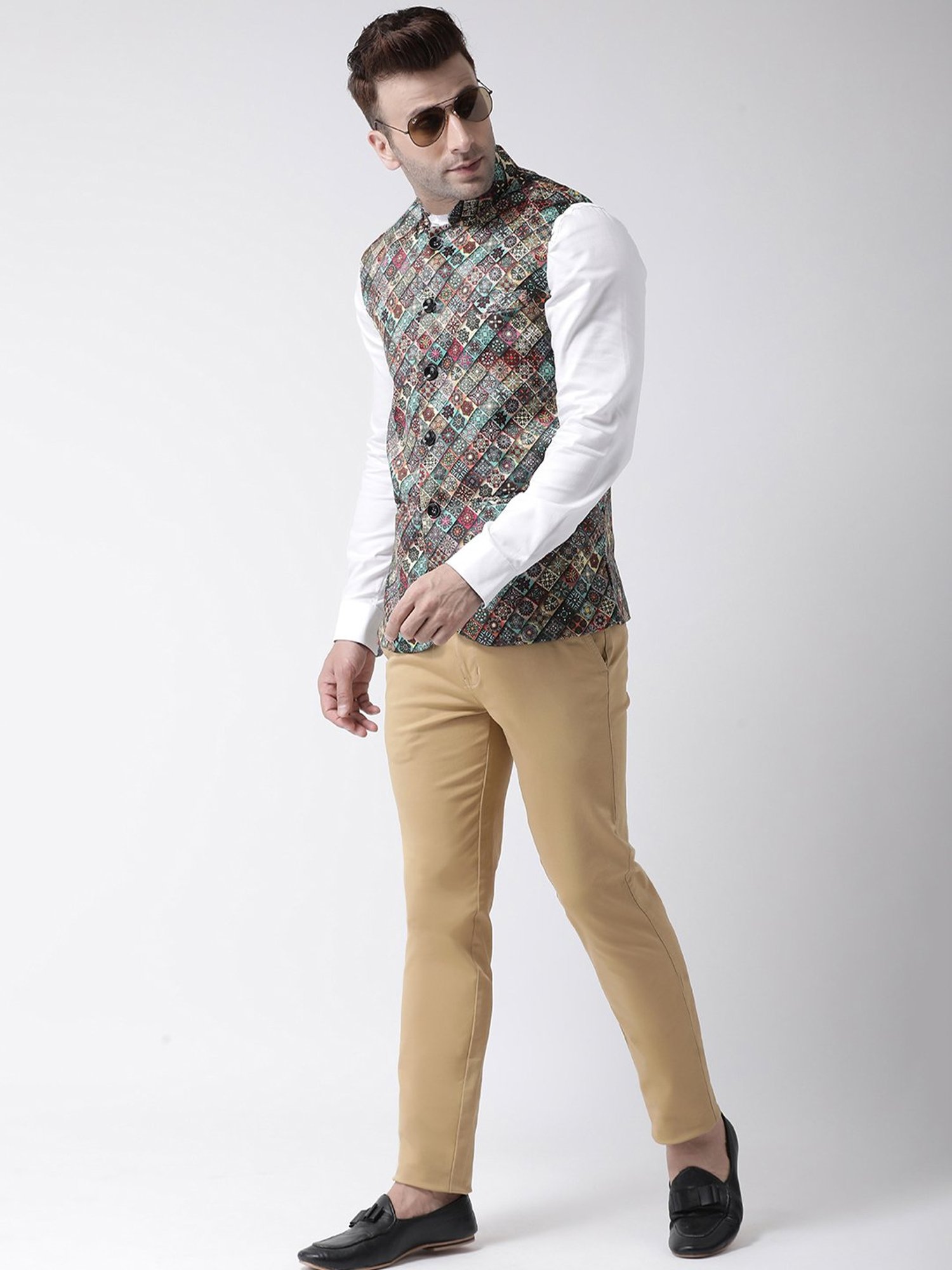 Hangup Plus Multicolor Regular Fit Printed Nehru Jacket