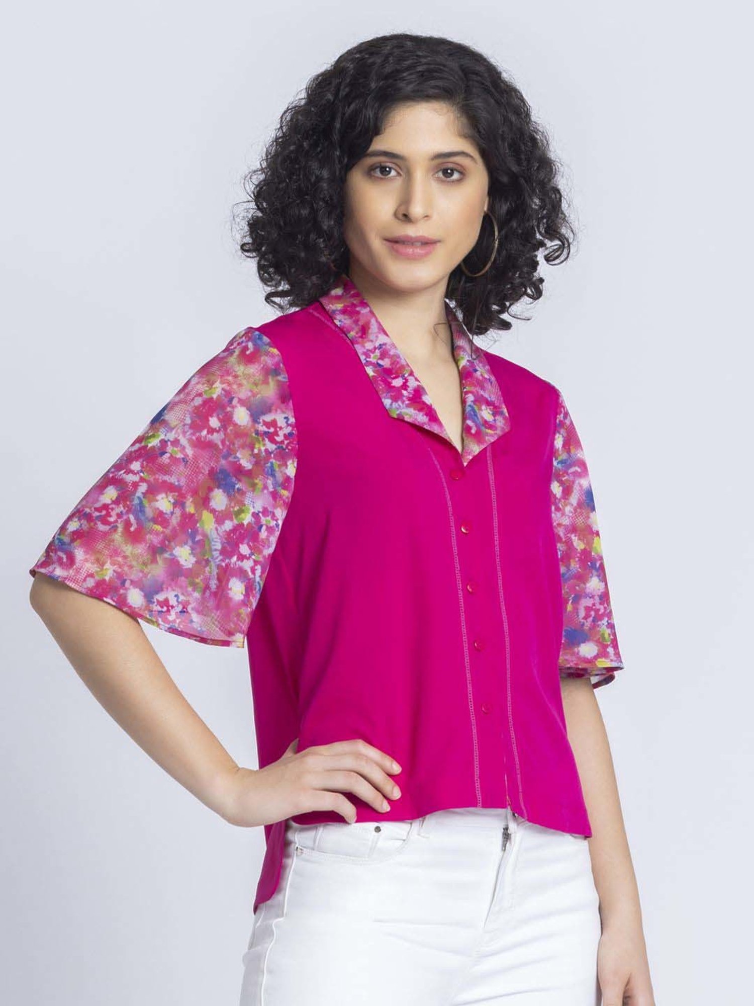 SHAYE Pink Printed Top