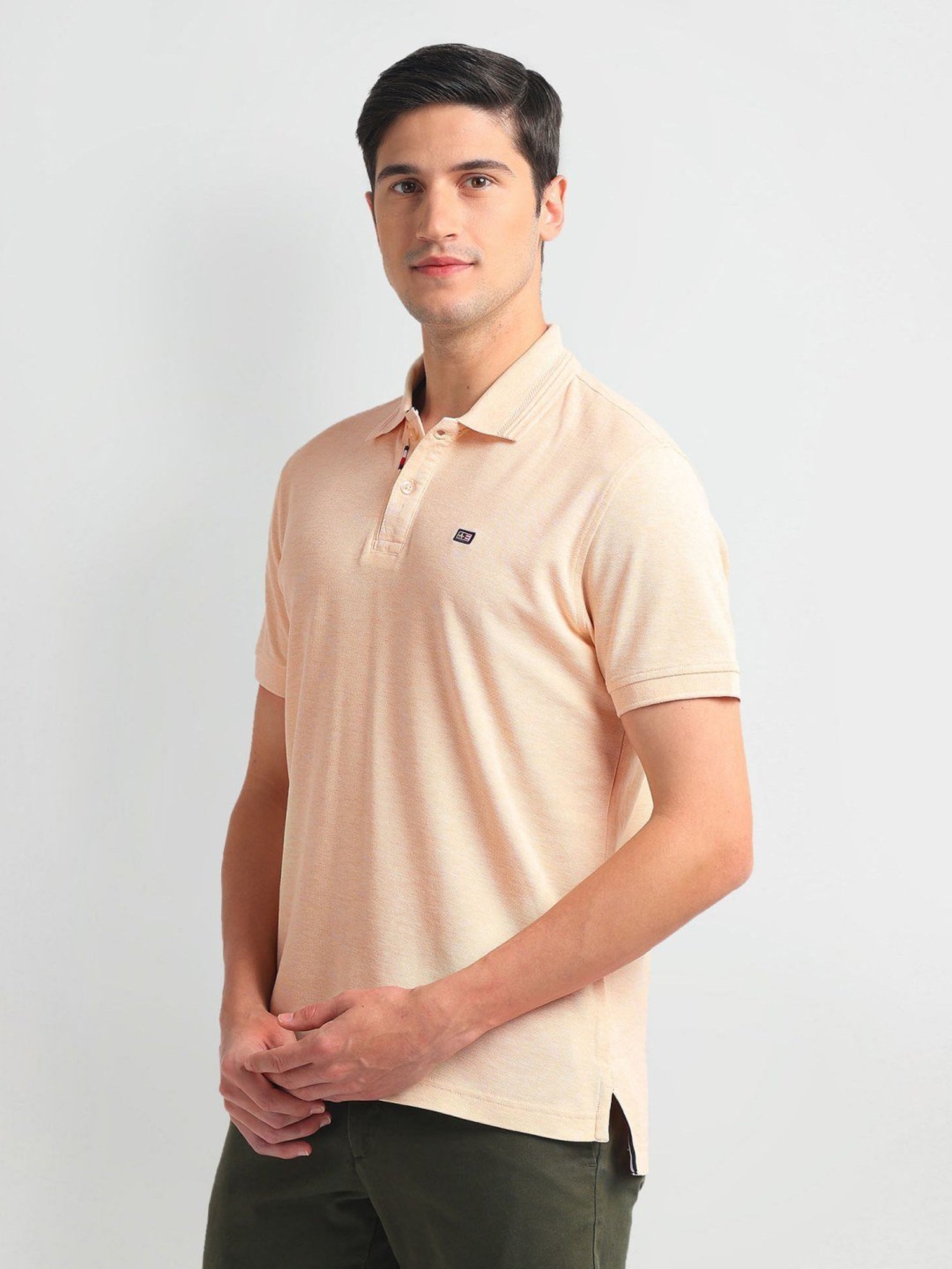 Arrow Sports Yellow Cotton Regular Fit Polo T-Shirt