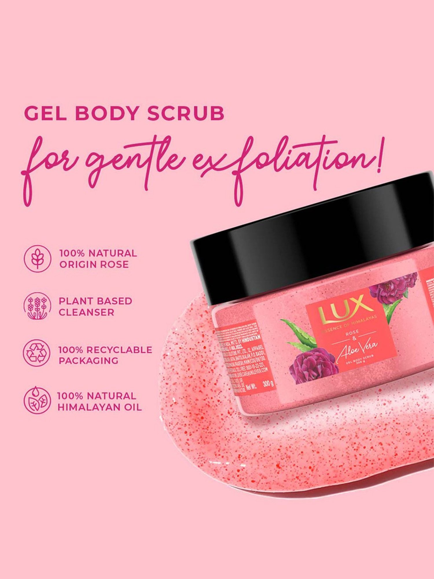 LUX Rose & Aloe Vera Gel Body Scrub - 300 gm