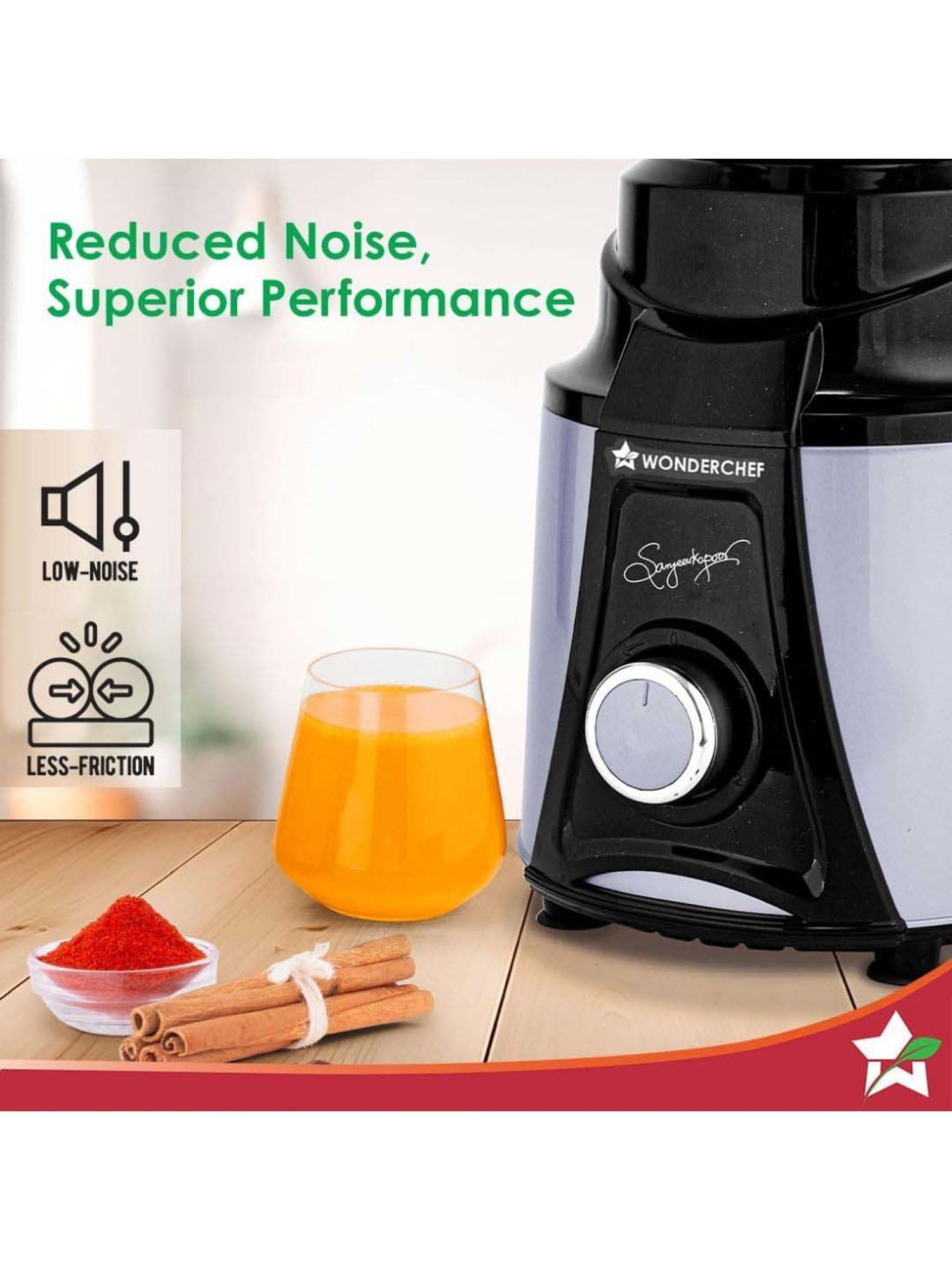 Wonderchef Galaxy 1000W Mixer Grinder with 100% Copper Motor & 4 Stainless Steel Jars (Black & Grey)