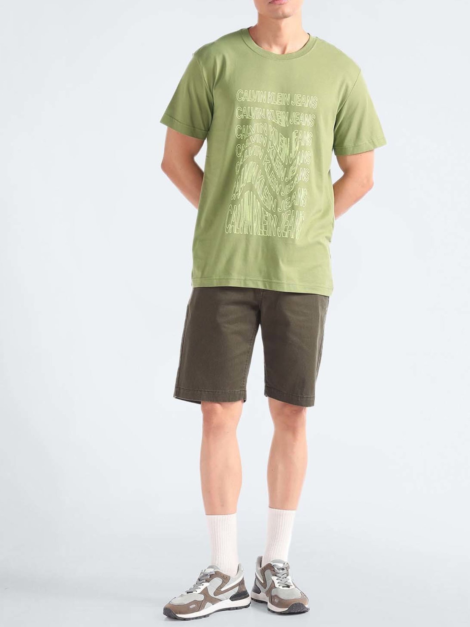 Calvin Klein Jeans Dark Juniper Printed Regular Fit T-Shirt