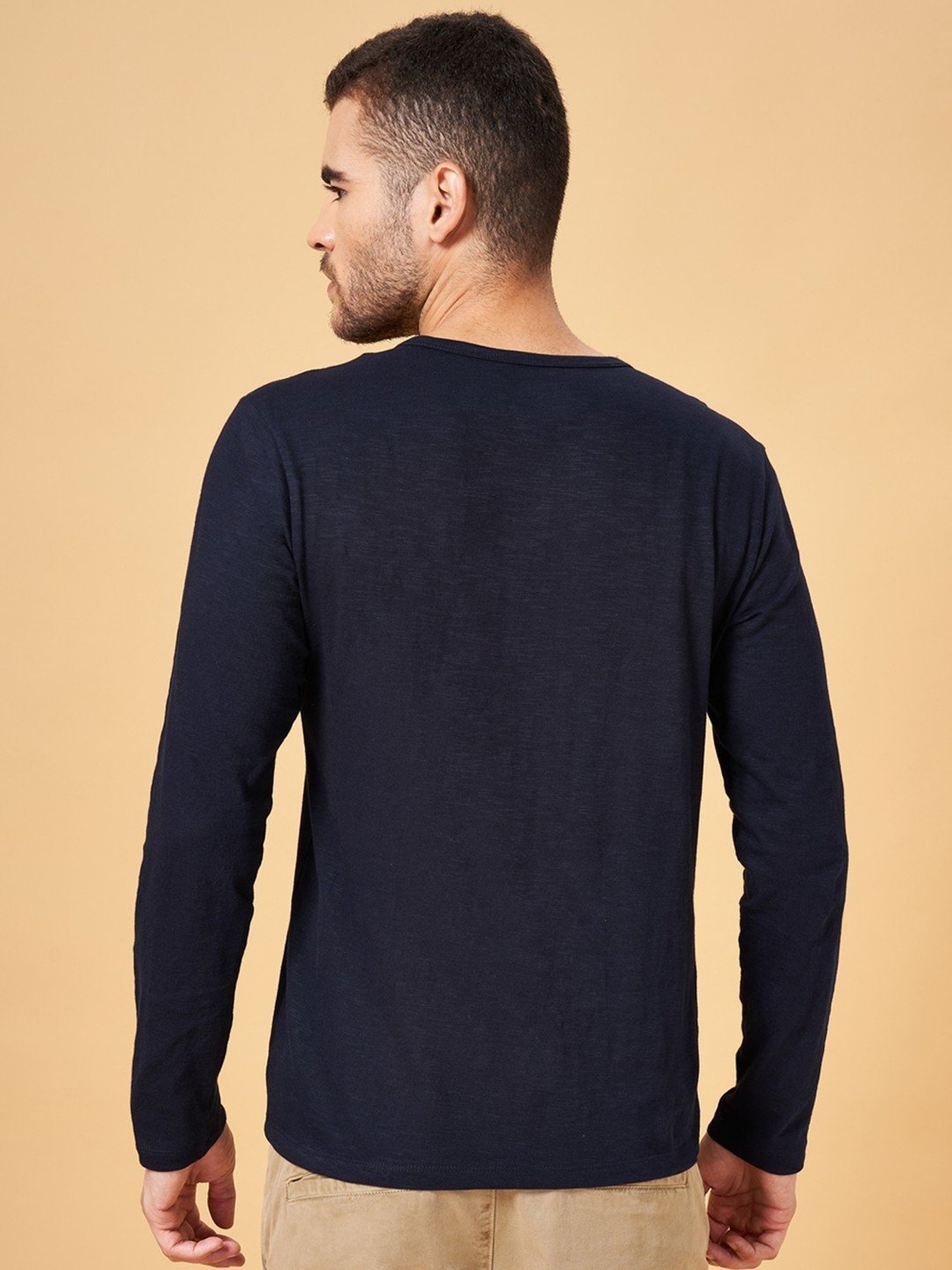 Urban Ranger by Pantaloons Navy Blue Cotton Slim Fit T-Shirt