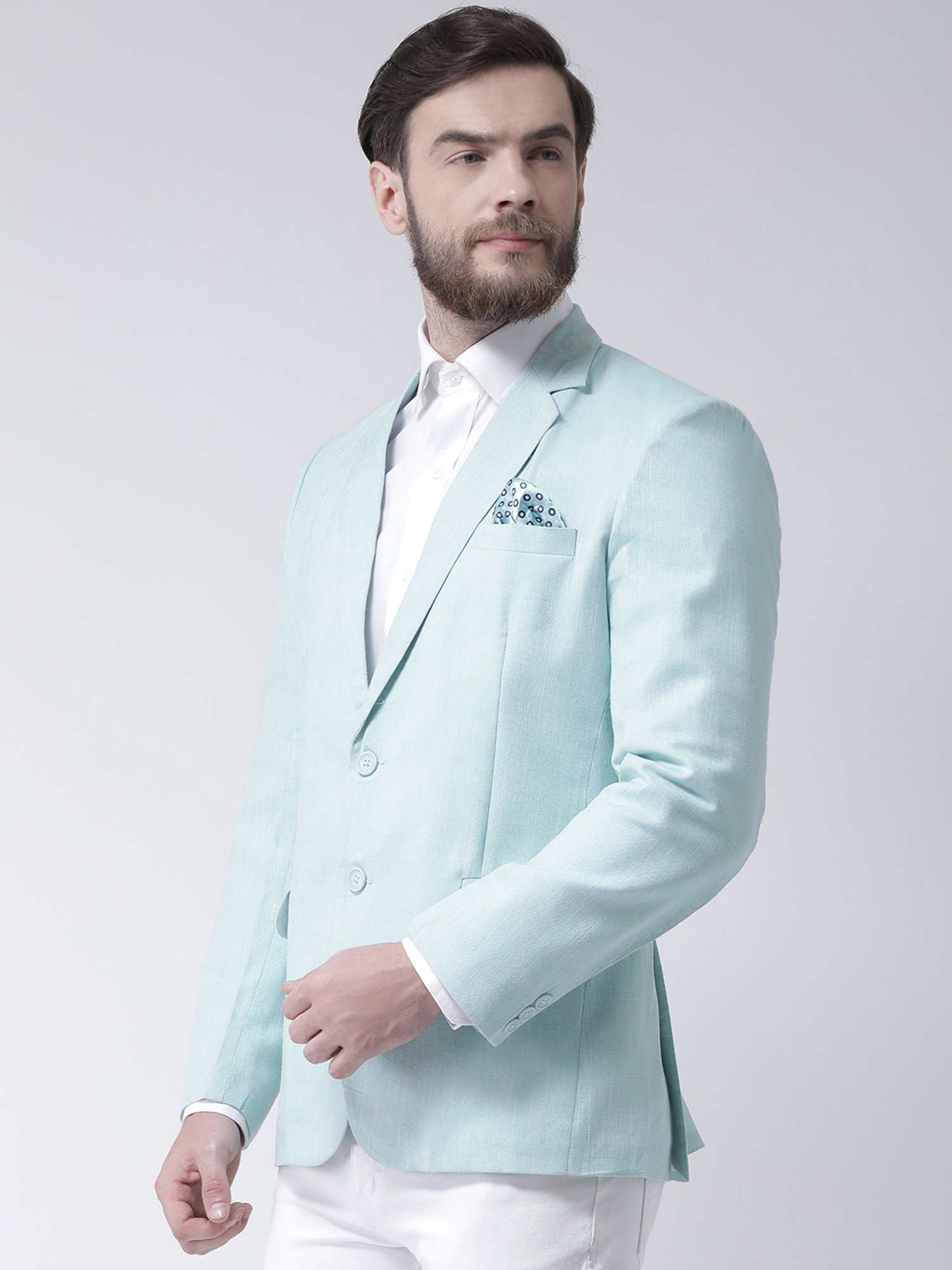 Hangup Plus Aqua Regular Fit Linen Blazer