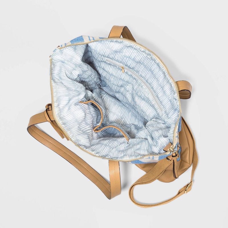 VR NYC Striped Zip Closure Tote Handbag - Blue