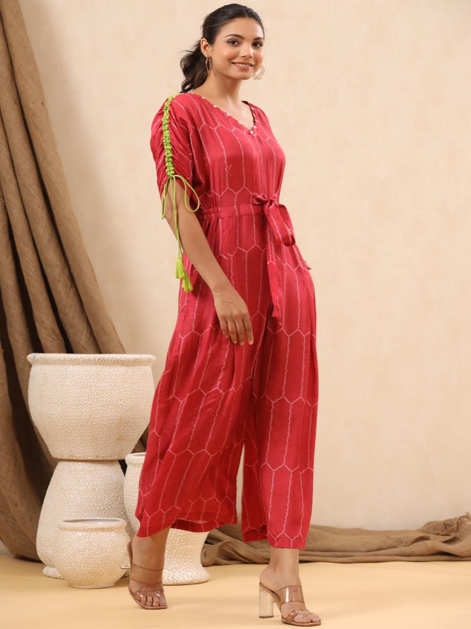 Autumnlane Orlando Crimson Cotton Jumpsuit