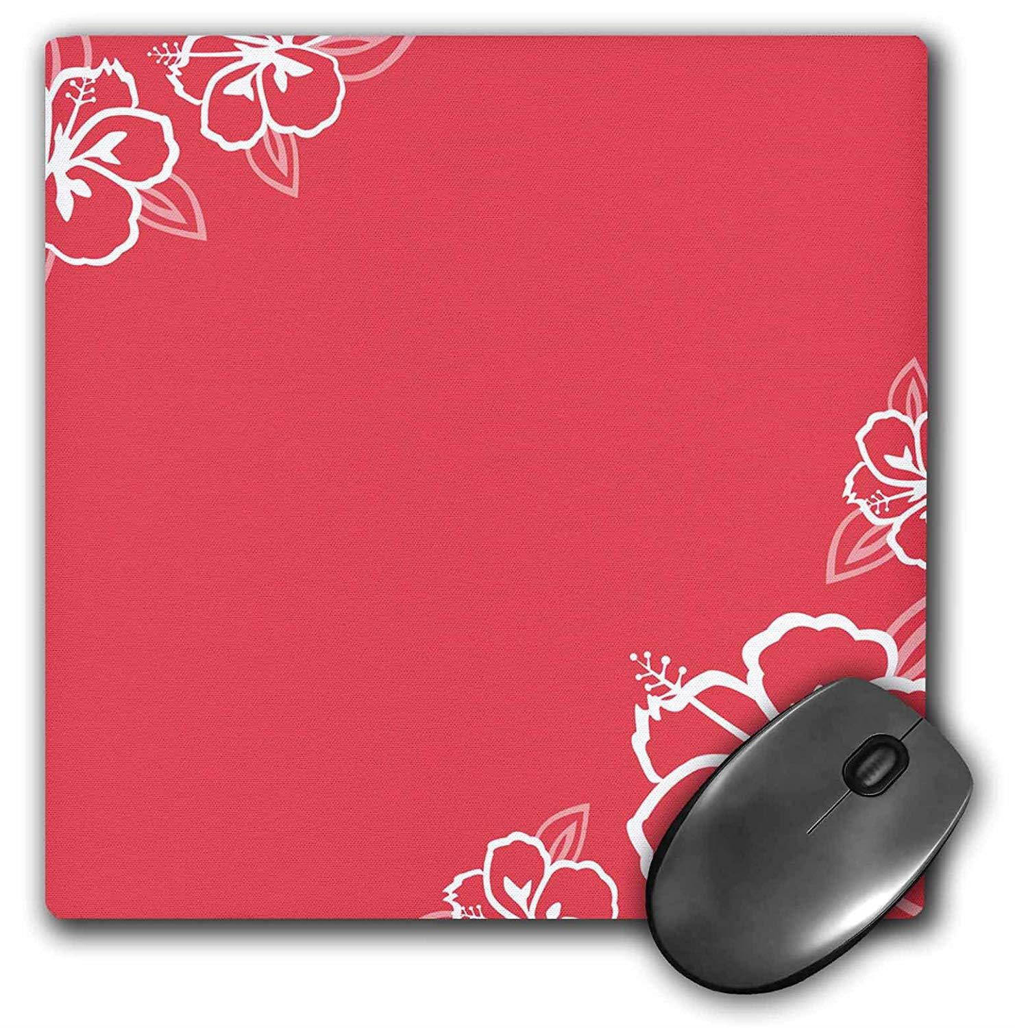 3Drose LLC 8 X 8 X 0.25 Inches Mouse Pad, Persimmon with White Hibiscus Flowers (Mp_110674_1)