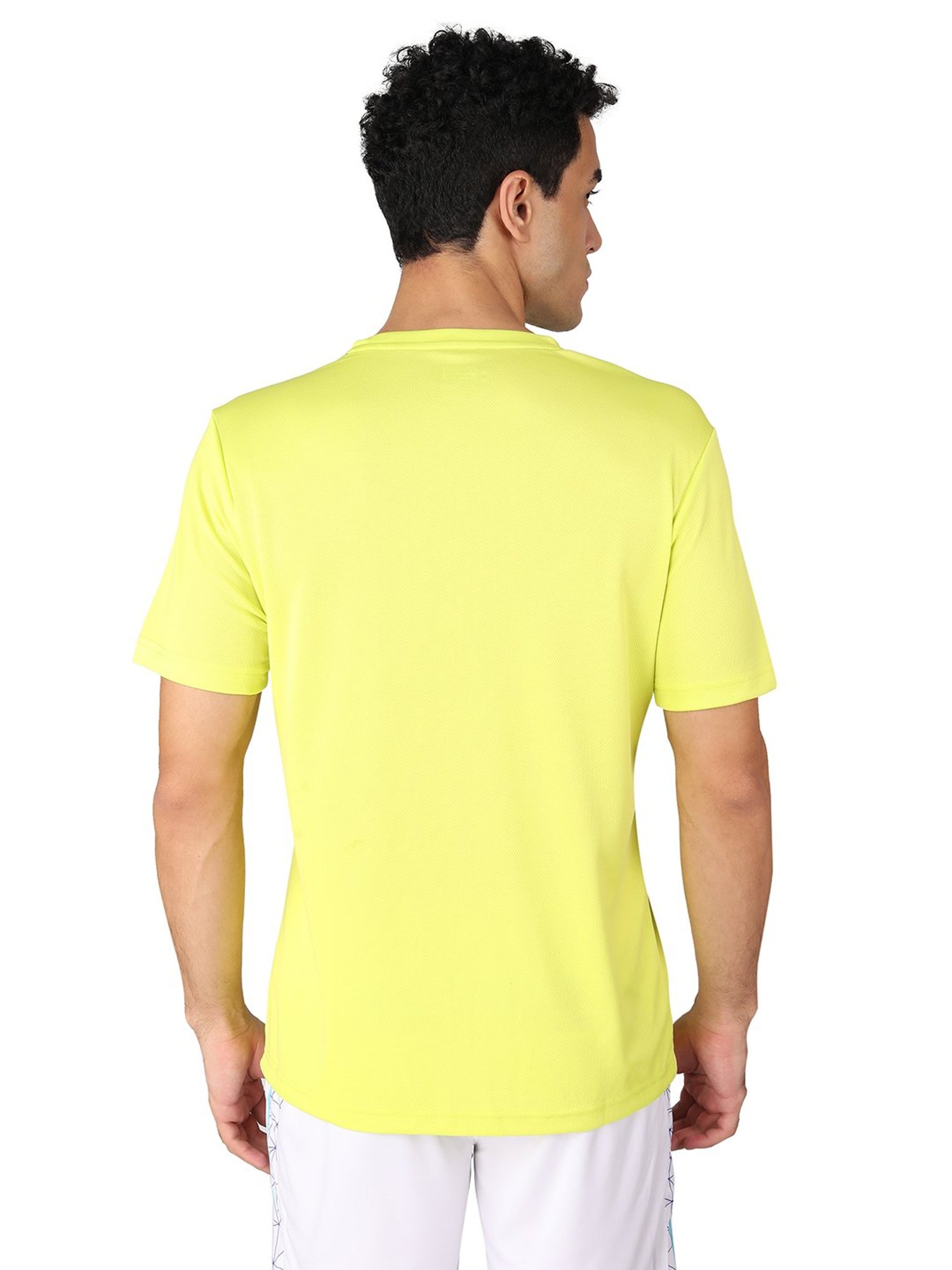 Yonex Lime Yellow Regular Fit Graphic Print Badminton T-Shirt