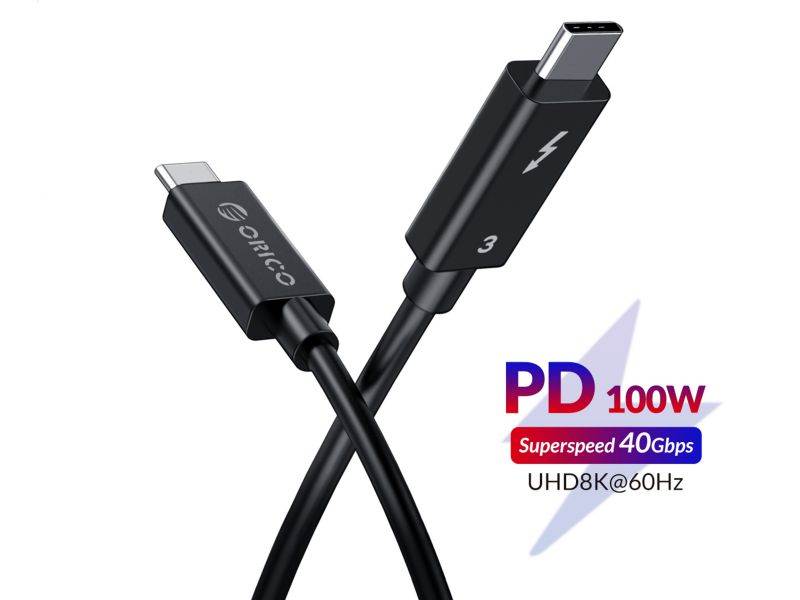 ORICO Thunderbolt3 Cable 40Gbps USB-C Cable Support PD 100W Fast Charging and Full 8K@60Hz Video Resolution for MacBook Pro 1.64ft(0.5m)