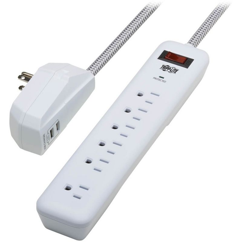 Monoprice 2 Outlet Surge Protector Wall Tap with 2 USB Charging Ports 3.4A, 450 Joules, White