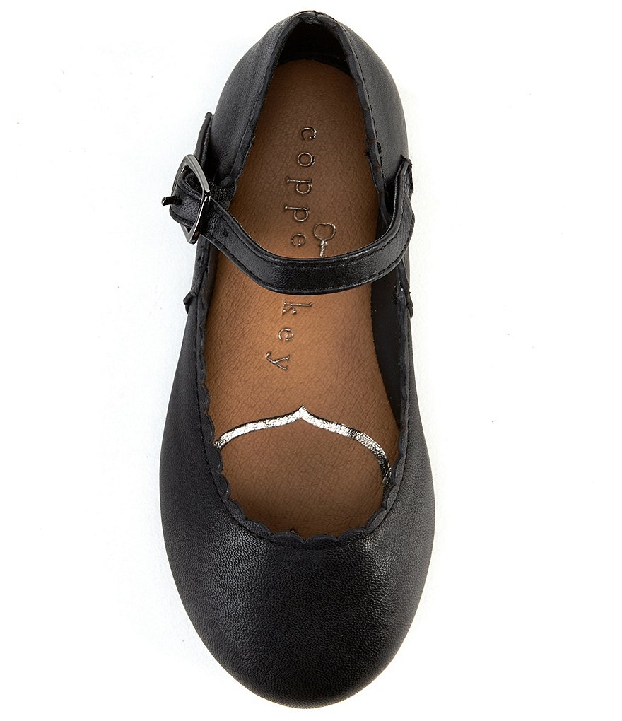 Copper Key Girls' Quetee Scalloped Leather Mary Jane Flats (Infant)