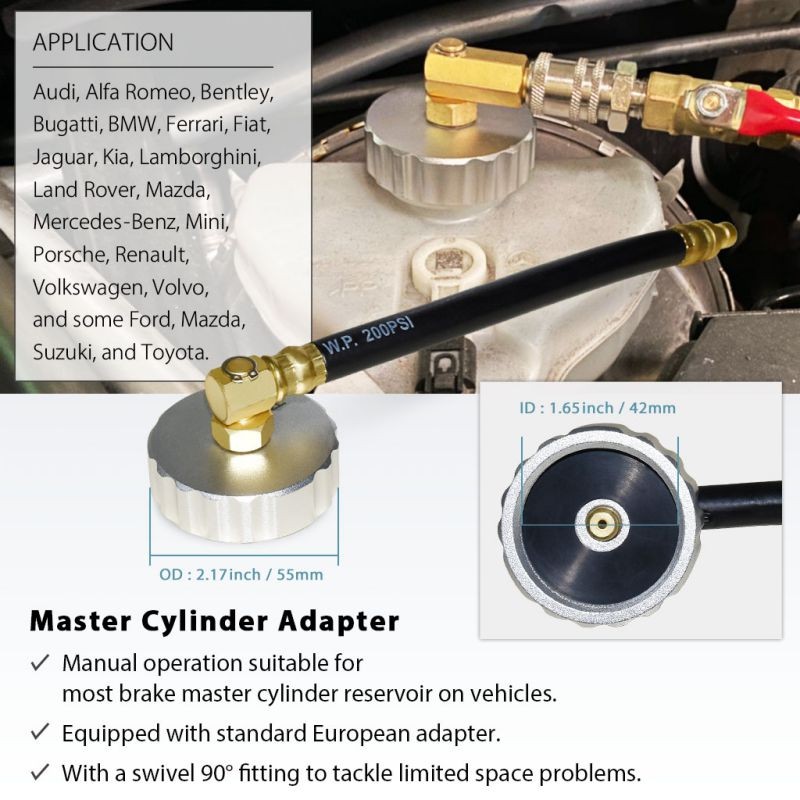 FIRSTINFO 3 Liter Manual Brake Fluid Pressure Bleeder One Person Manual Pump Operation