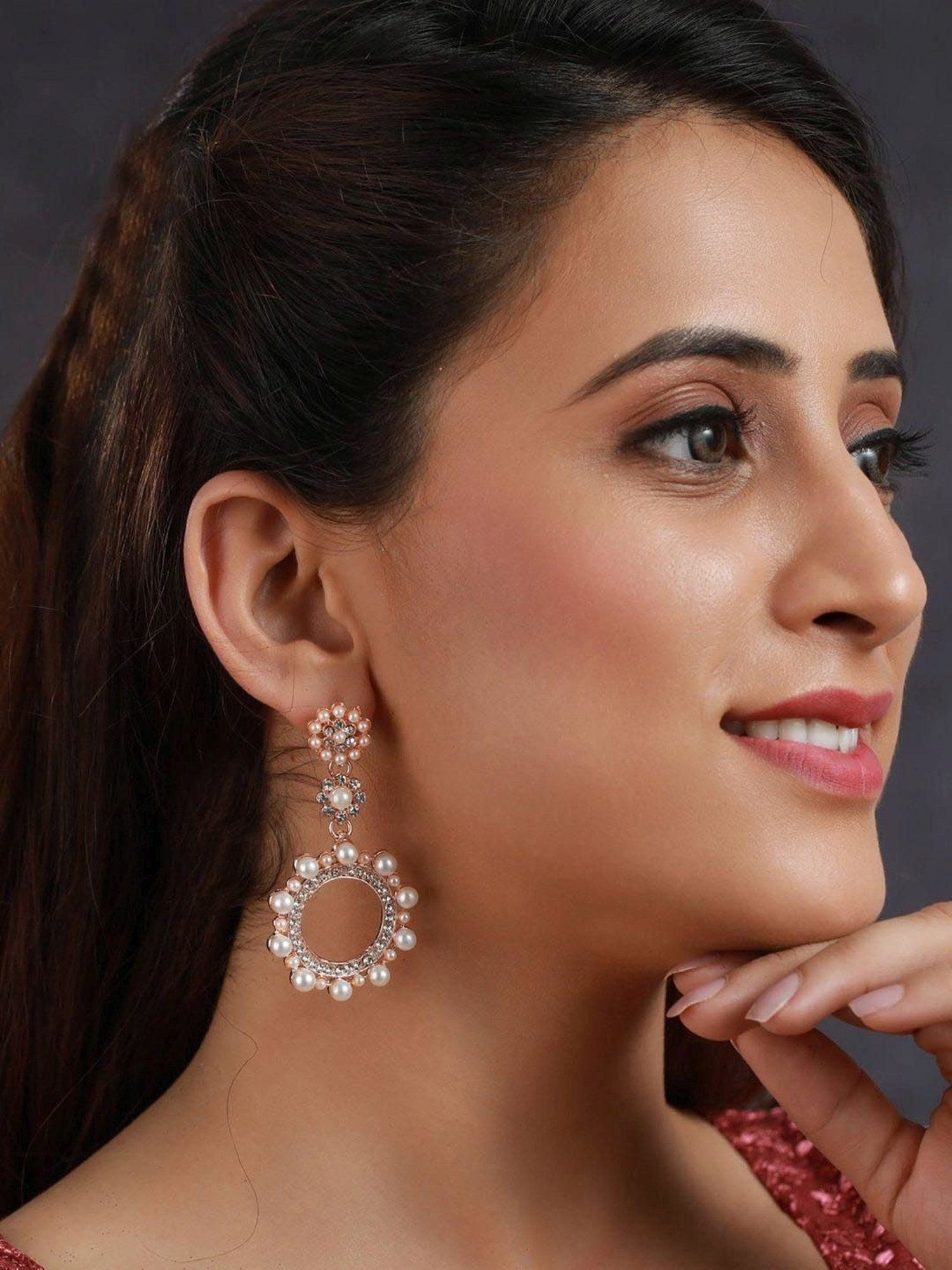 Priyaasi Pearl White Stud & Drop Earrings - Set of 2