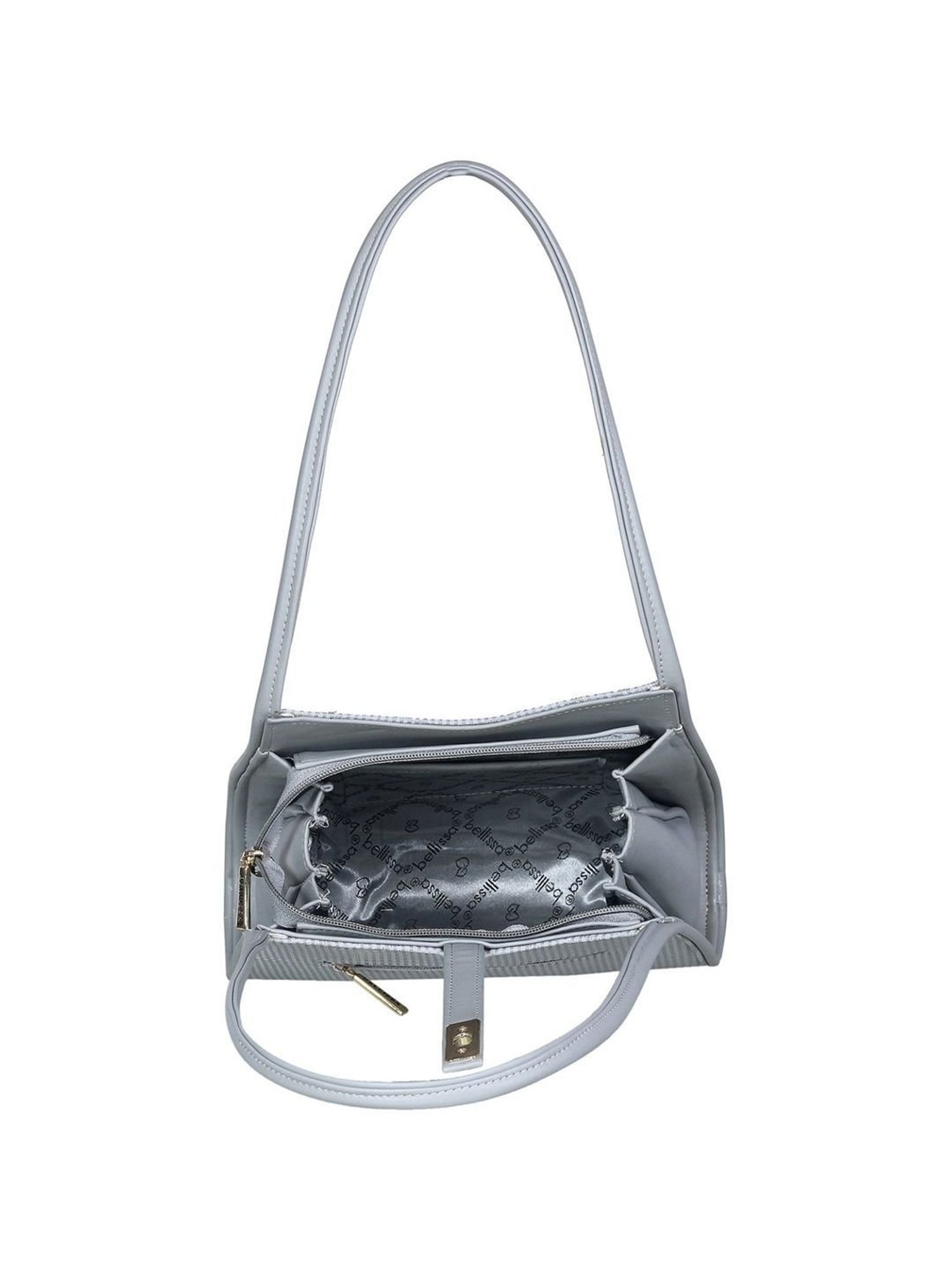 Bellissa Grey Textured Medium Shoulder Handbag