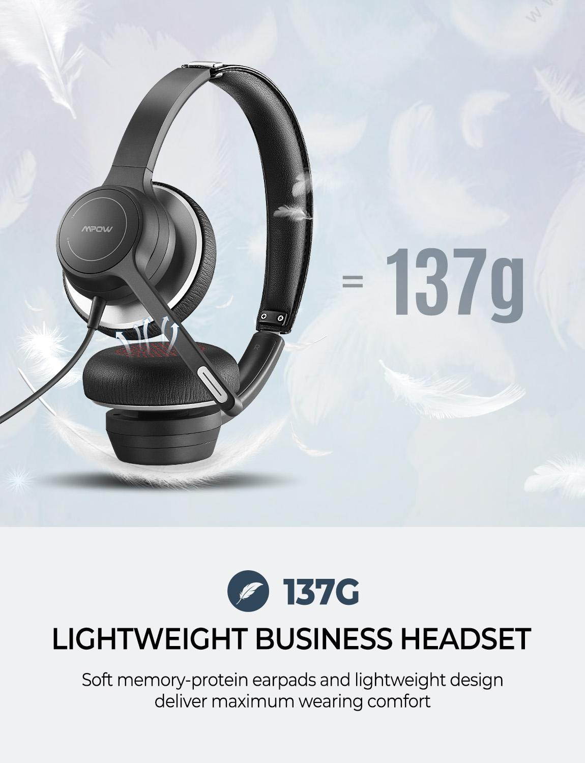 Office Headset Lightweight 3.5mm USB Computer Headset Noise Reduction Headphone for Call Center Skype PC Cellphone