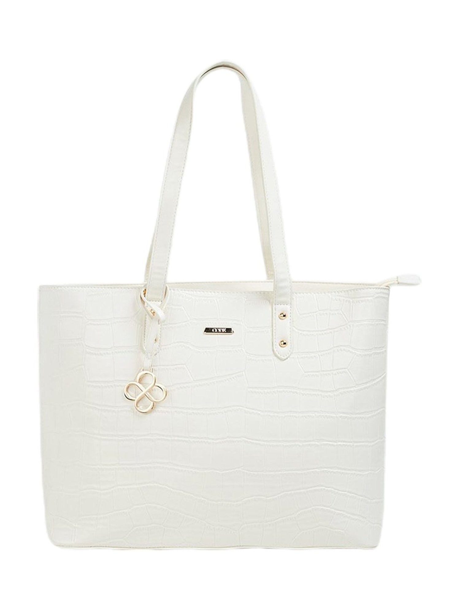 Code by Lifestyle White Textured Tote Bag