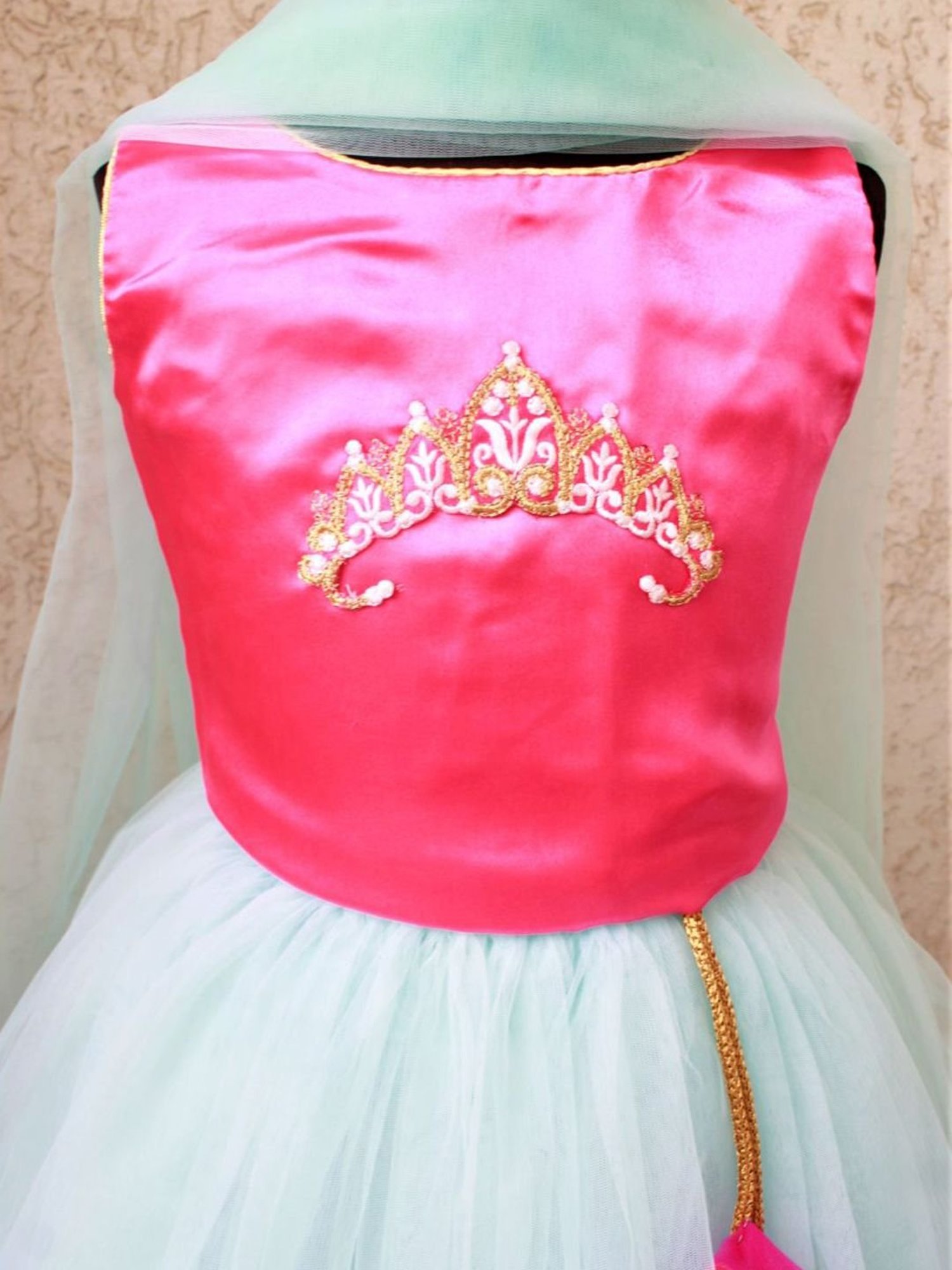 Many Frocks Kids Pink & Blue Embellished Lehenga Choli