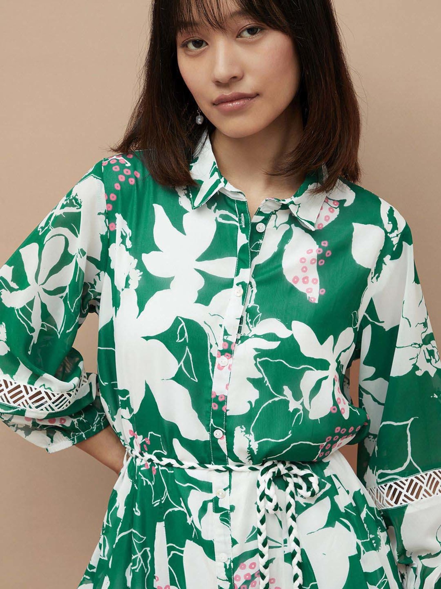 Colour Me by Melange Green Printed A-Line Dress