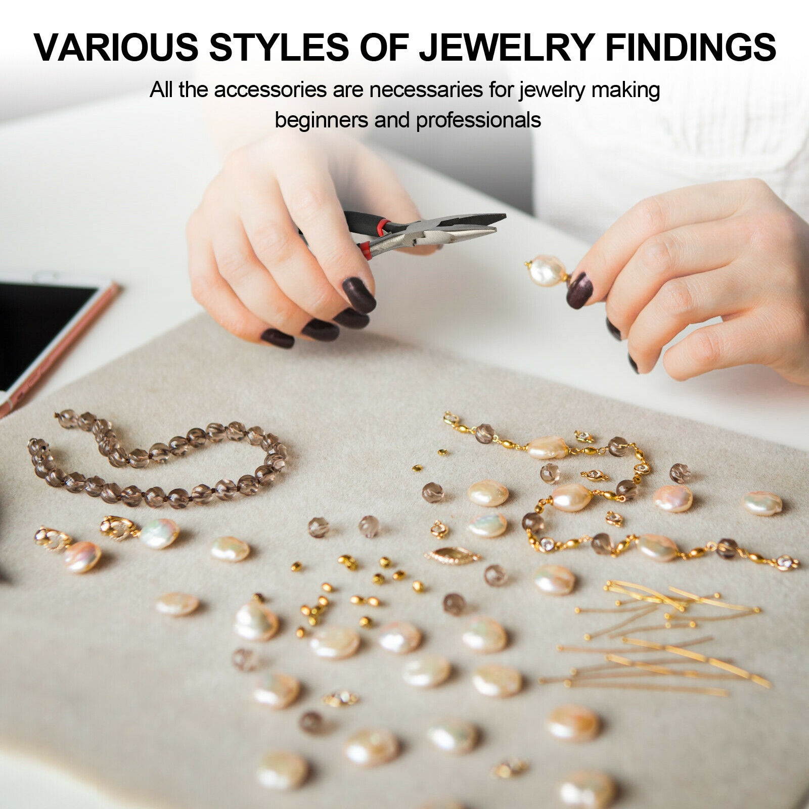 950PCS Earring Jewelry Making Kit Pliers Repair Tool Craft Supplies Starter Set