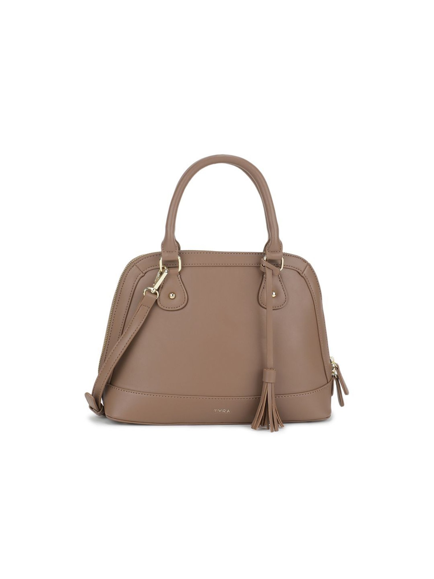 Tyra Iris Taupe Solid Faux Leather Handbag