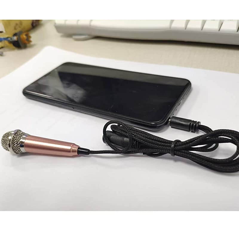 Microphone,Singing Mic Equipment,Beautiful Vocal Quality,Type Space Saving,Metal Frothing Process,3.5mm Audio Connector,Suitable for Laptop, iPhone, Android Phone (Golden)