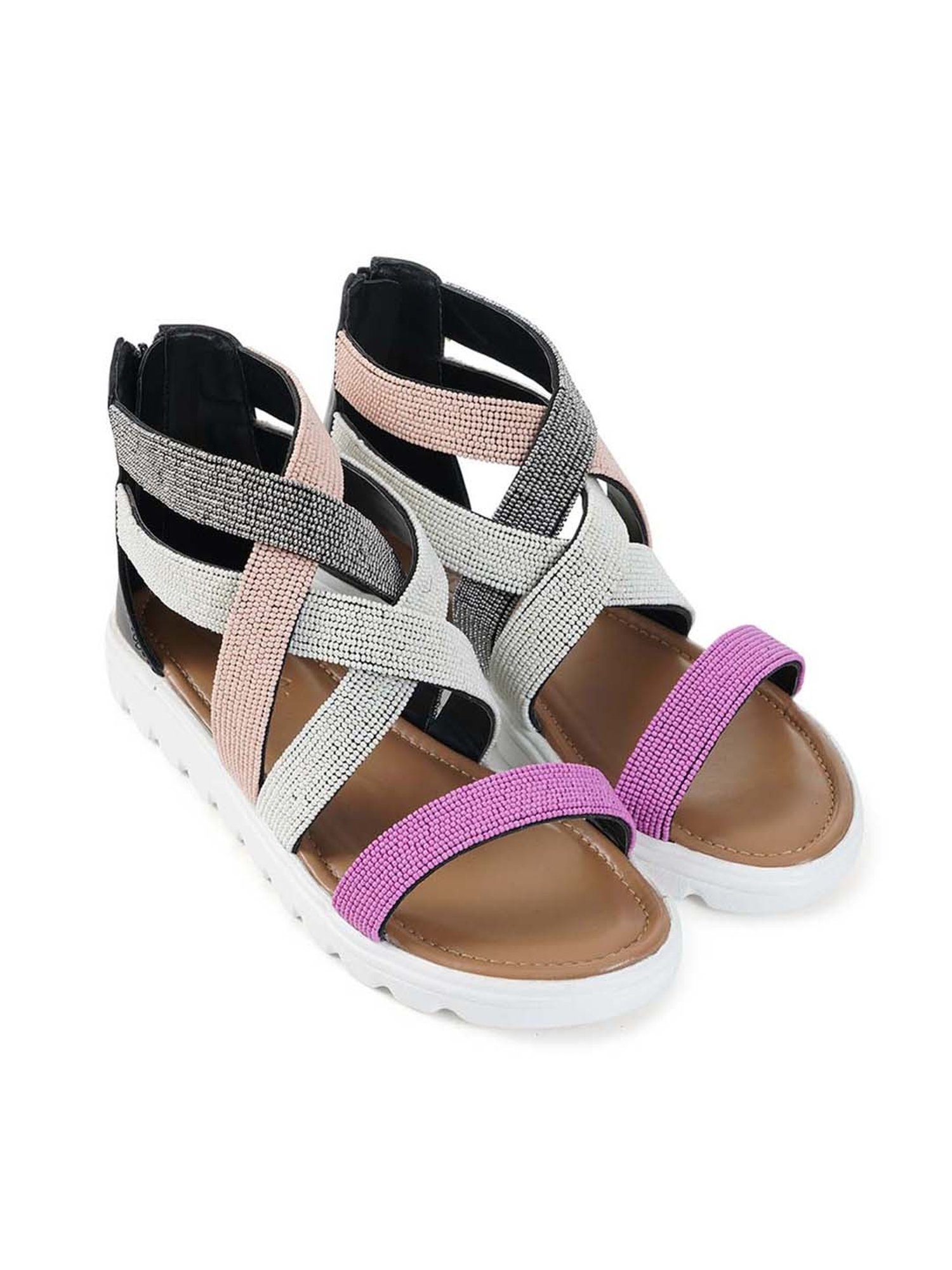 Sole House Women's Multicolor Cross Strap Sandals