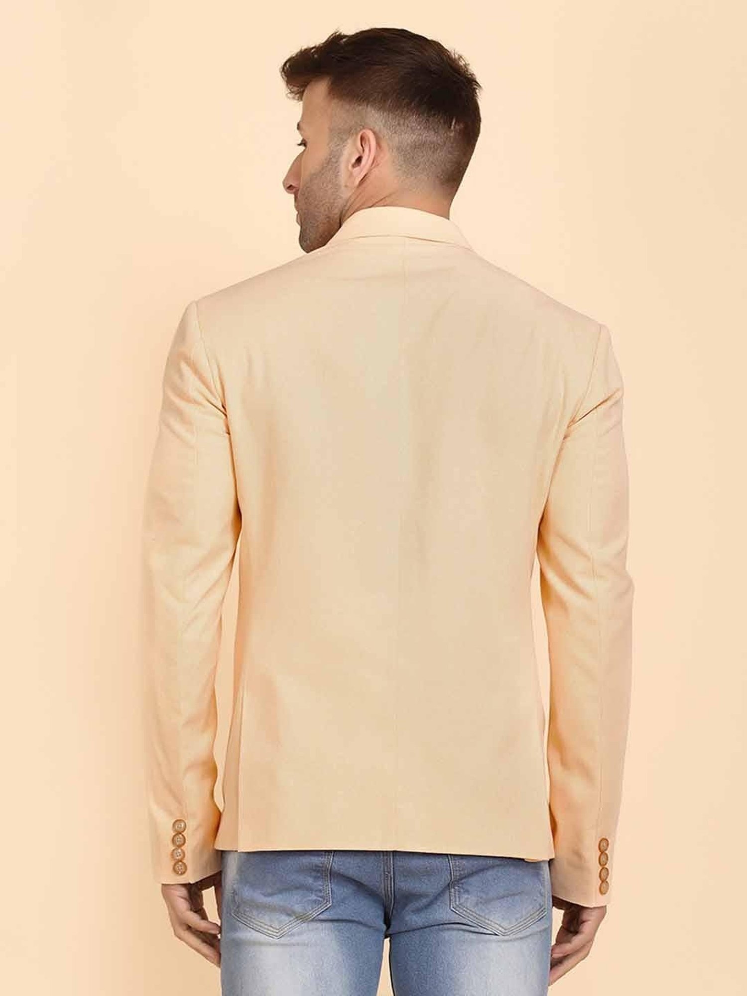 TAHVO Orange Cotton Slim Fit Blazer