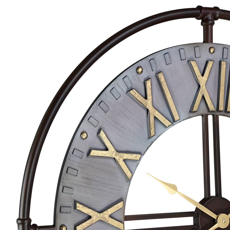 River Parks Studio Industry 33" Wide Steel and Gold Open-Face Wall Clock