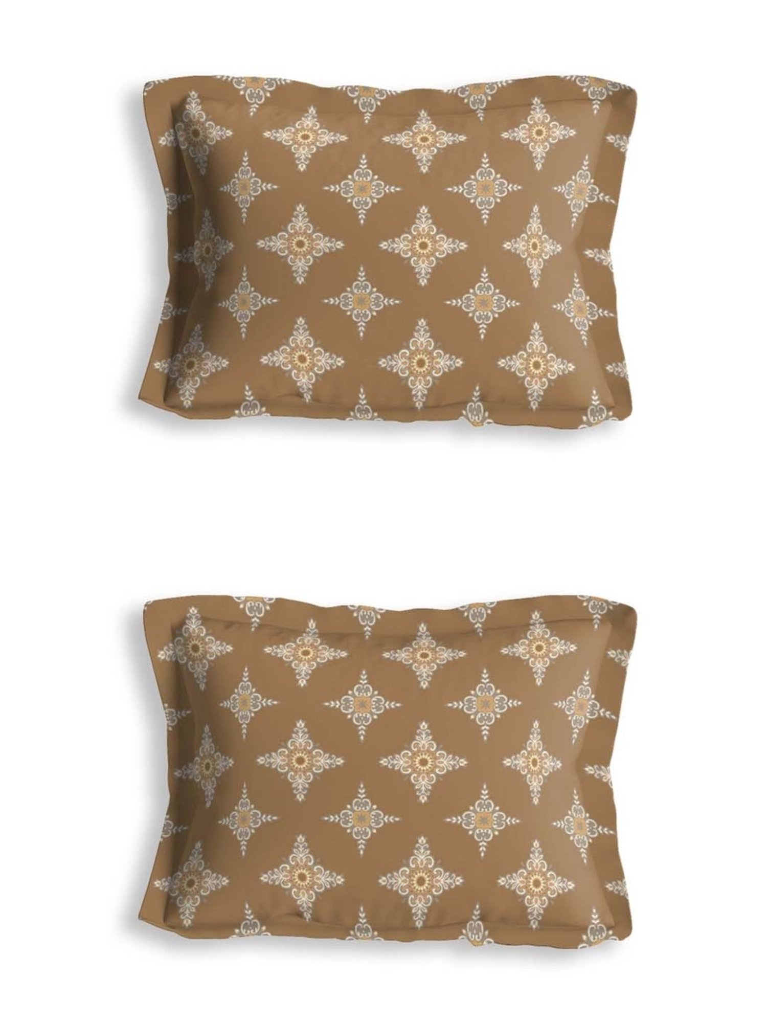 DDecor Floral Brown 136 TC Cotton Double Bedsheet with 2 Pillow Covers