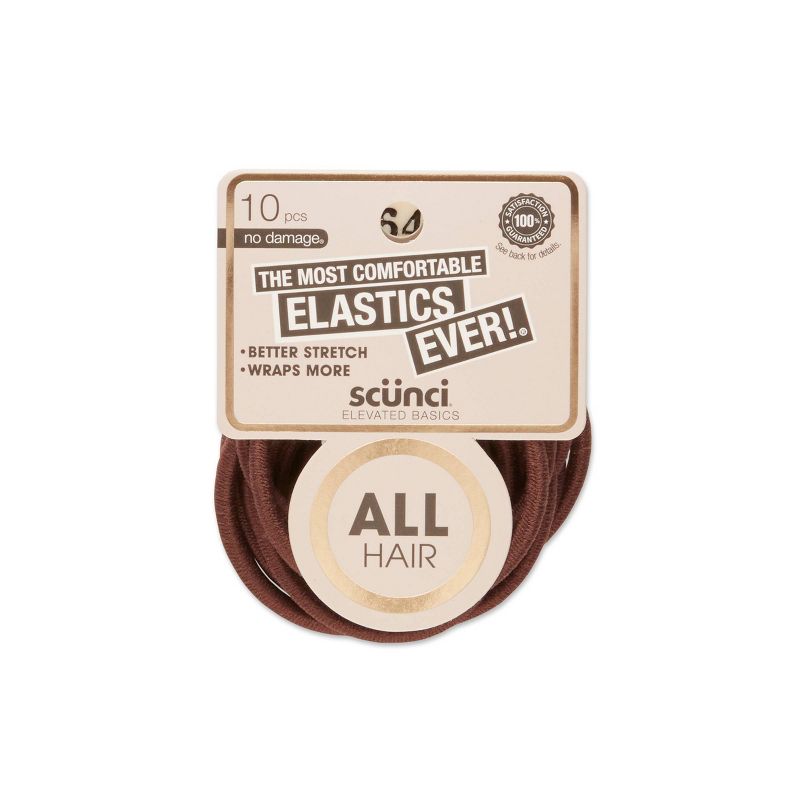 scunci Basics Comfy Elastics - Brown - 10pk
