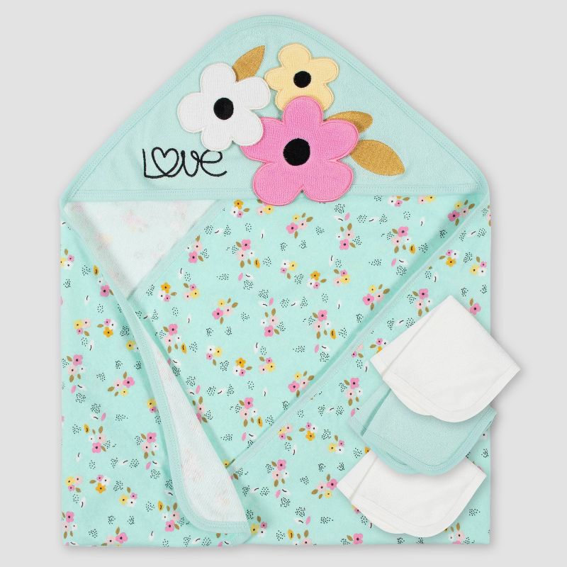 Baby Boys' Basic Muslin Hooded Towel - Cloud Island™ Mint/Aqua/White