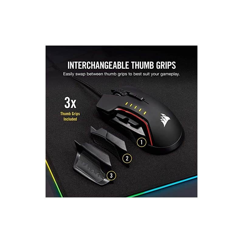 Glaive PRO - RGB Gaming Mouse - Comfortable & Ergonomic - Interchangeable Grips - 18,000 DPI Optical Sensor - Black
