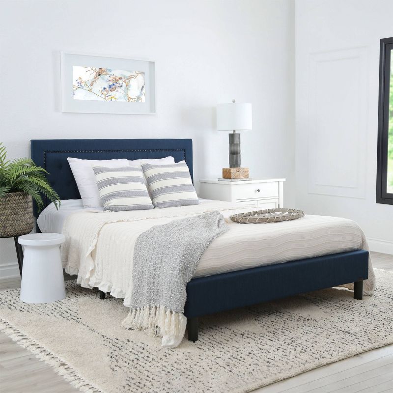 Karly Tufted Upholstered Platform Bed Full Navy - Abbyson Living