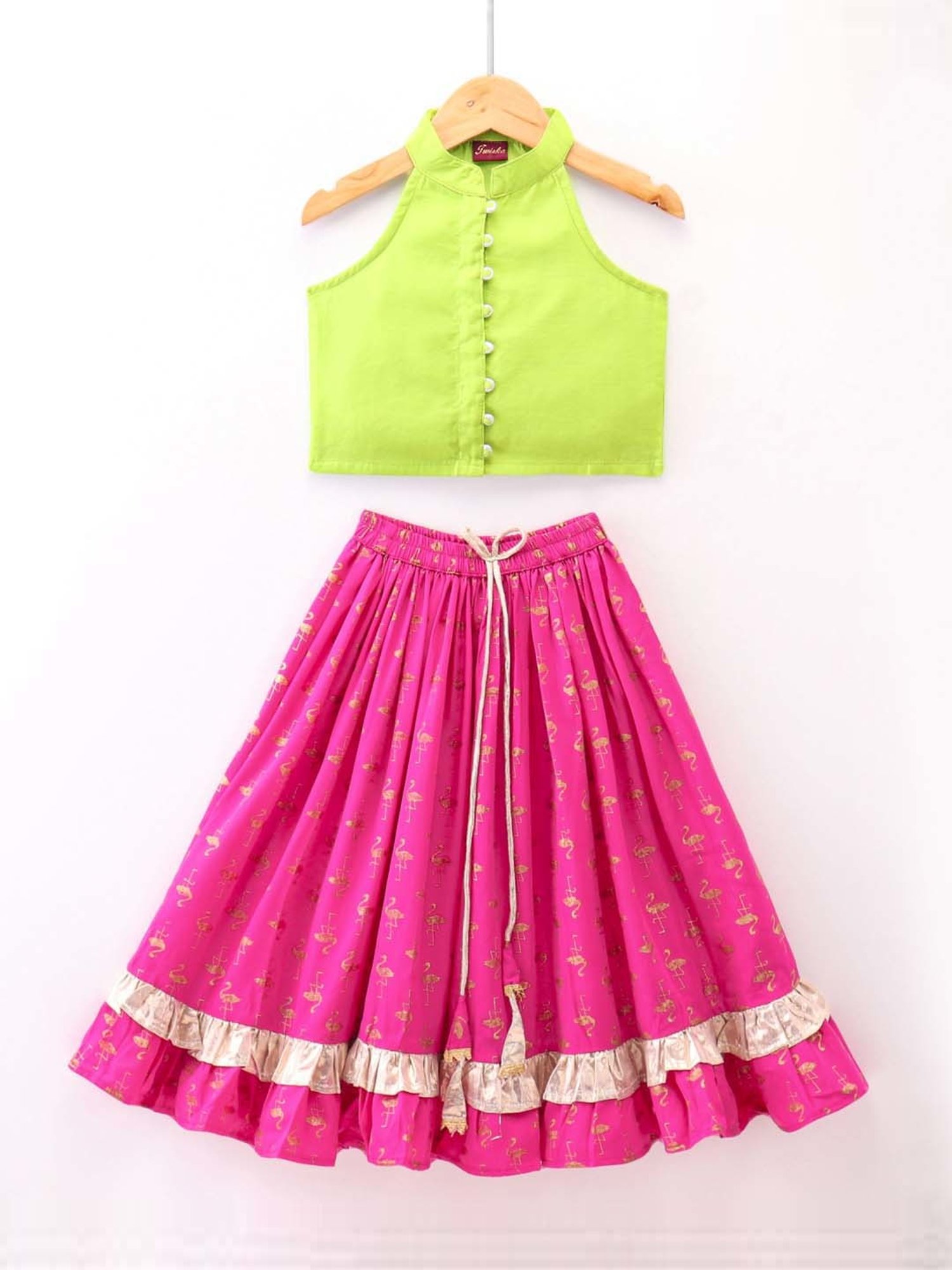 TWISHA Kids Green & Pink Regular Fit Top Set