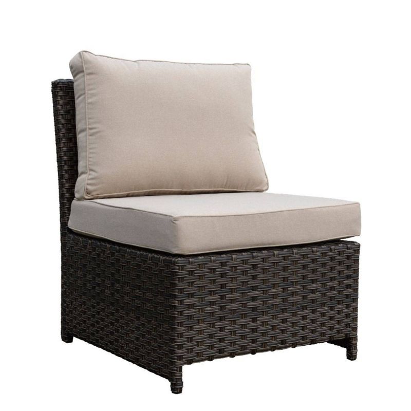 3pc Roof Top Sofa Section with Middle Chair & 1 Coffee Table - Brown - Courtyard Casual