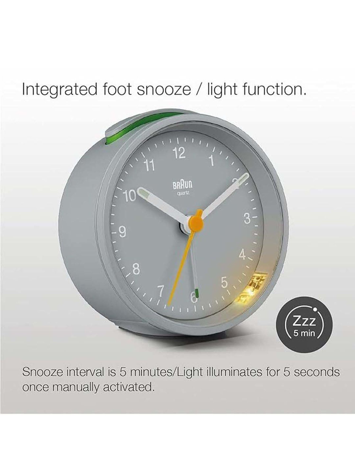 Braun Grey Digital Alarm Clock With Date, Month And Temperature Display