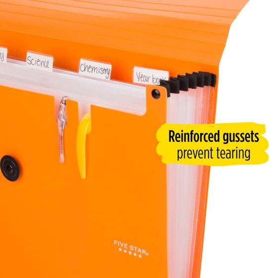 Five Star 6-Pocket Expanding File 13 x 9 14 Bright Orange - Expanding