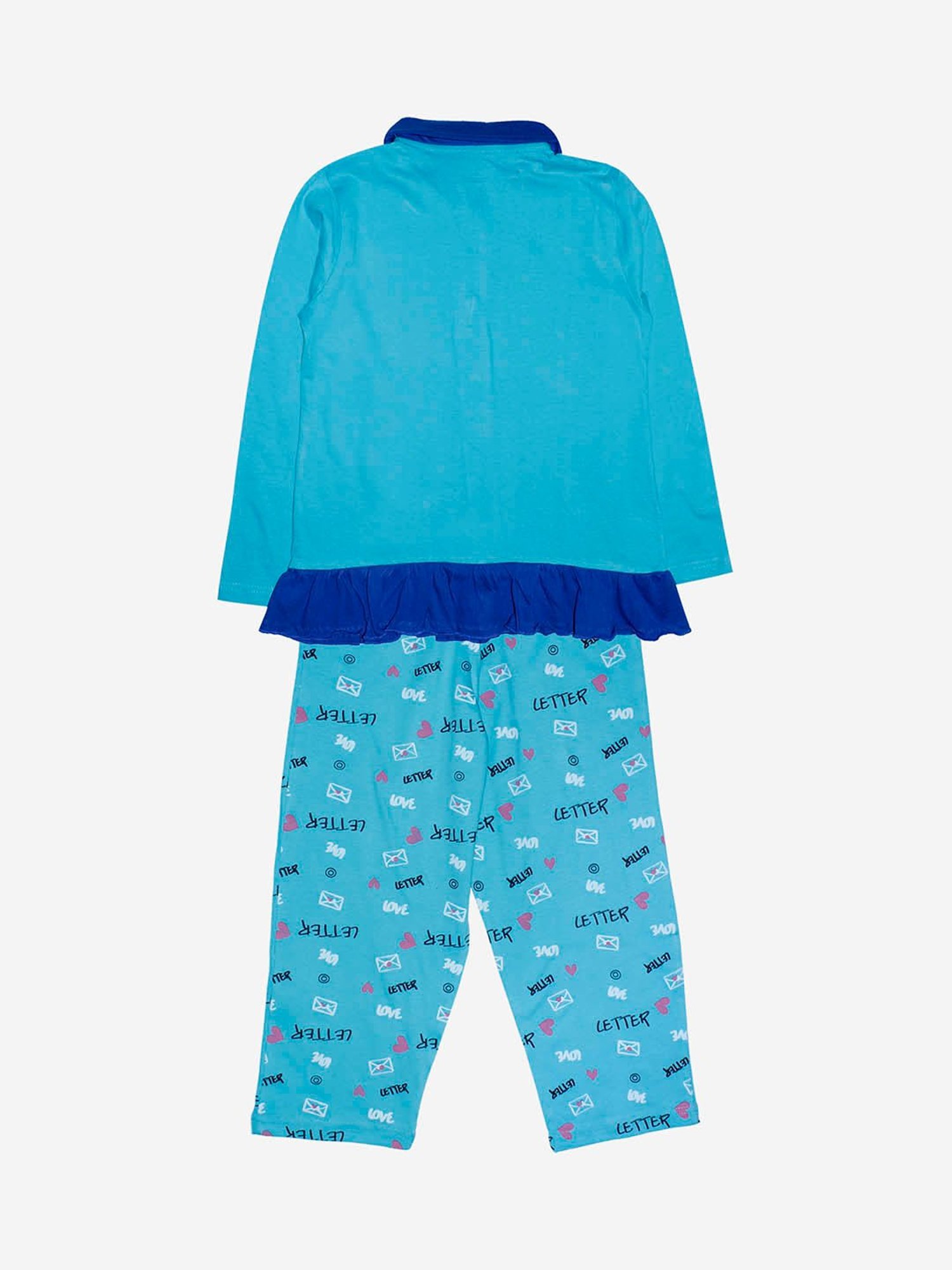 Kiddopanti Girls Blue Printed Shirt with Pants