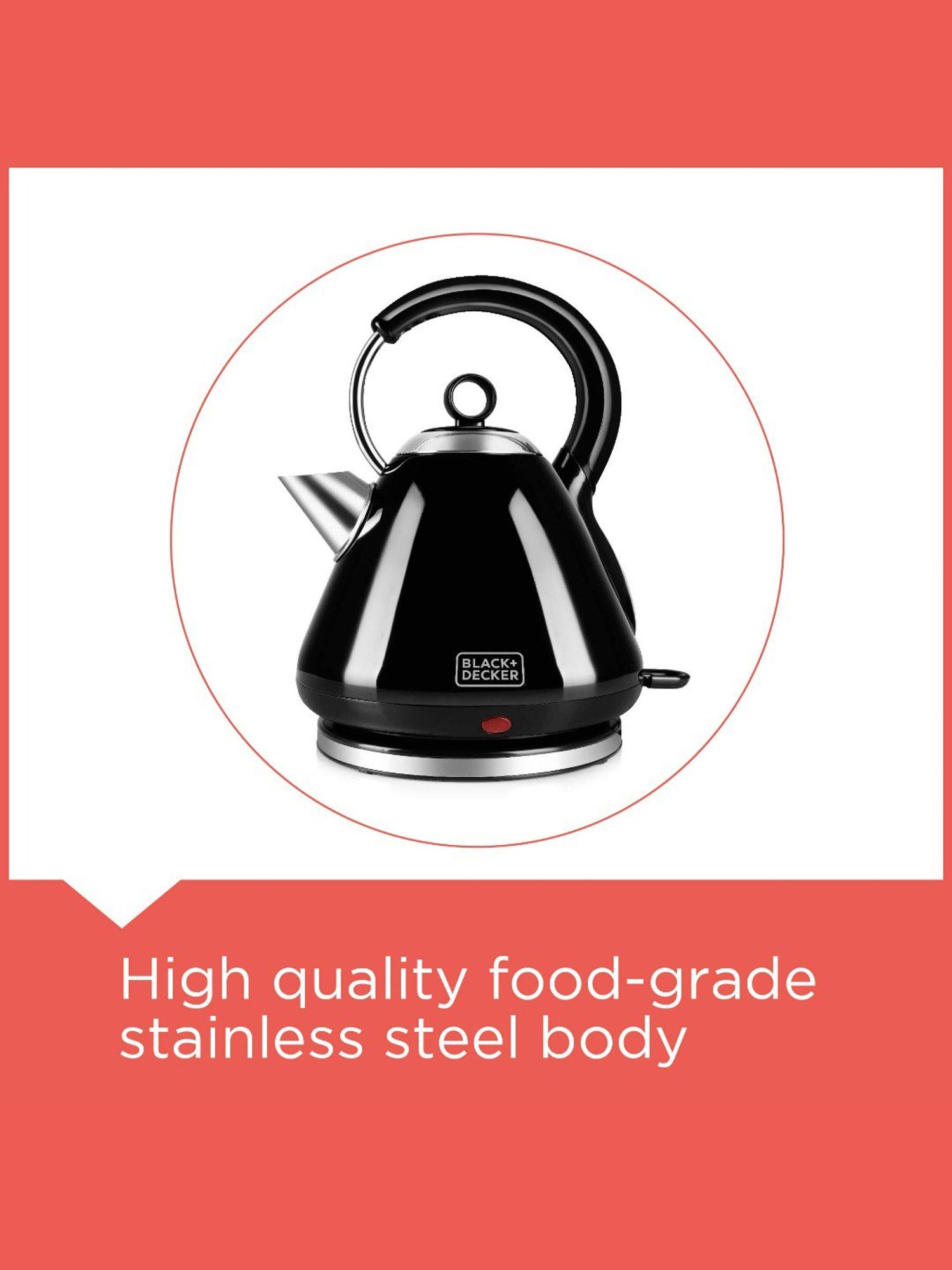 BLACK+DECKER BXKE1704IN Electric Kettle 2500W, 1.7L with Auto Shut off Feature (Black)