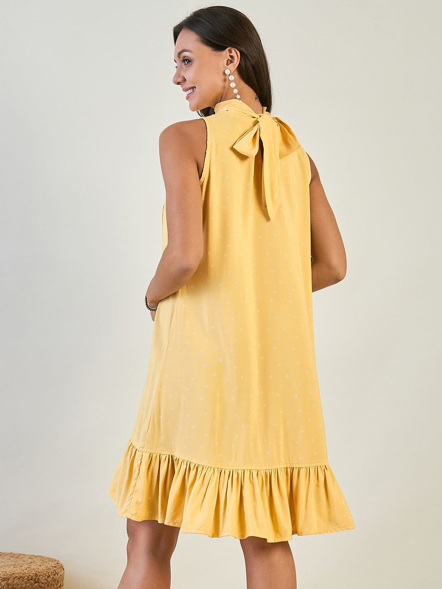 The Kaftan Company Yellow Printed A Line Dress