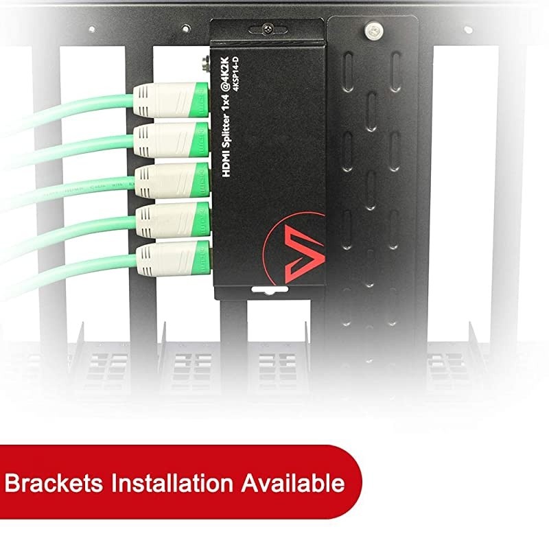 Splitter 1 in 4 Out 4K 1080p 3D, PCM7.1, Dolby TrueHD, DTS-HD Master Audio, Auto EDID, Threaded Power Supply, with Built-in ESD Protection (One Input Four Output)