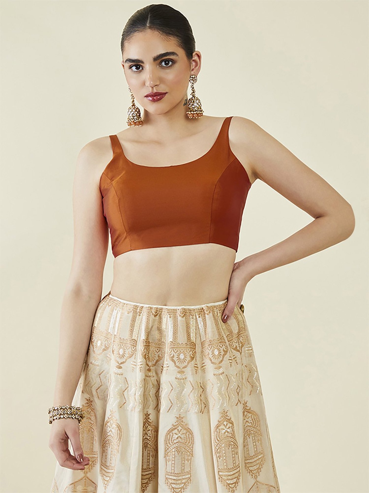 Soch Rust Sleeveless Redymade Blouse