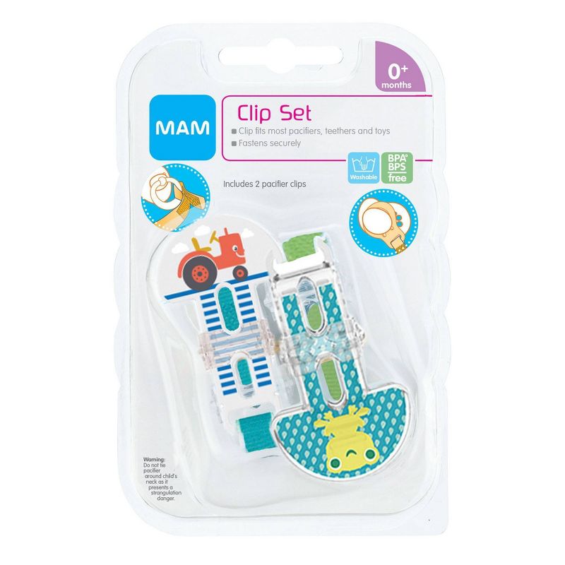 MAM Love & Affection Mommy Pacifier Clip, All Ages - 2ct Blue