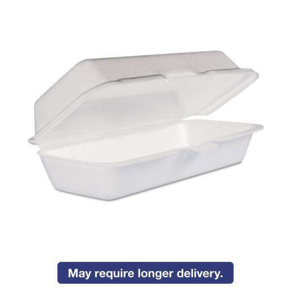 Foam Hot Dog Container/Hinged Lid, 7-1/1 x3-4/5x2-3/10, White,125/Bag, 4 Bags/Ct