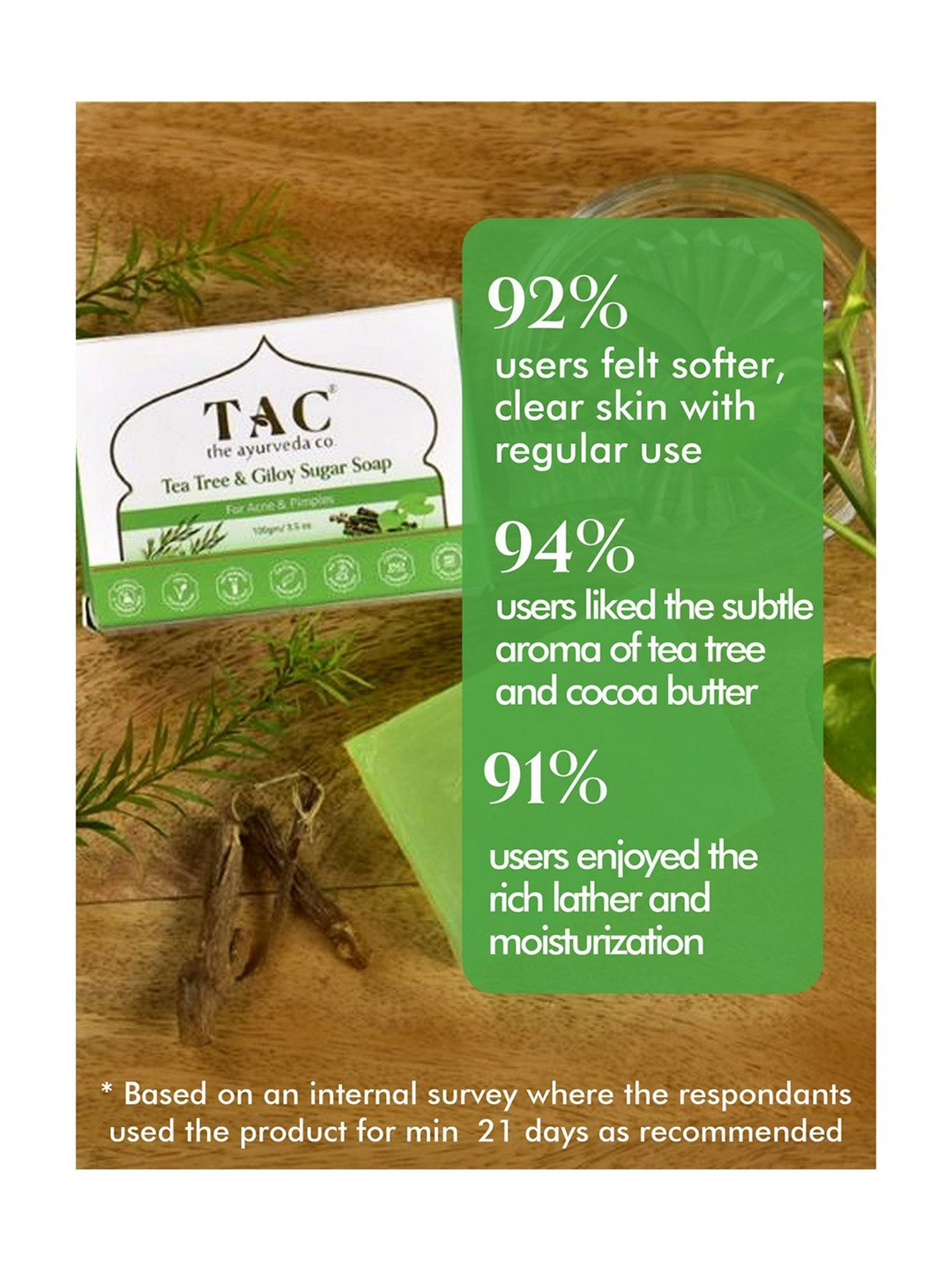 TAC - The Ayurveda Co. Green Neem Soap for Men & Women For Skin Whitening with Tea Tree - Pack of 3