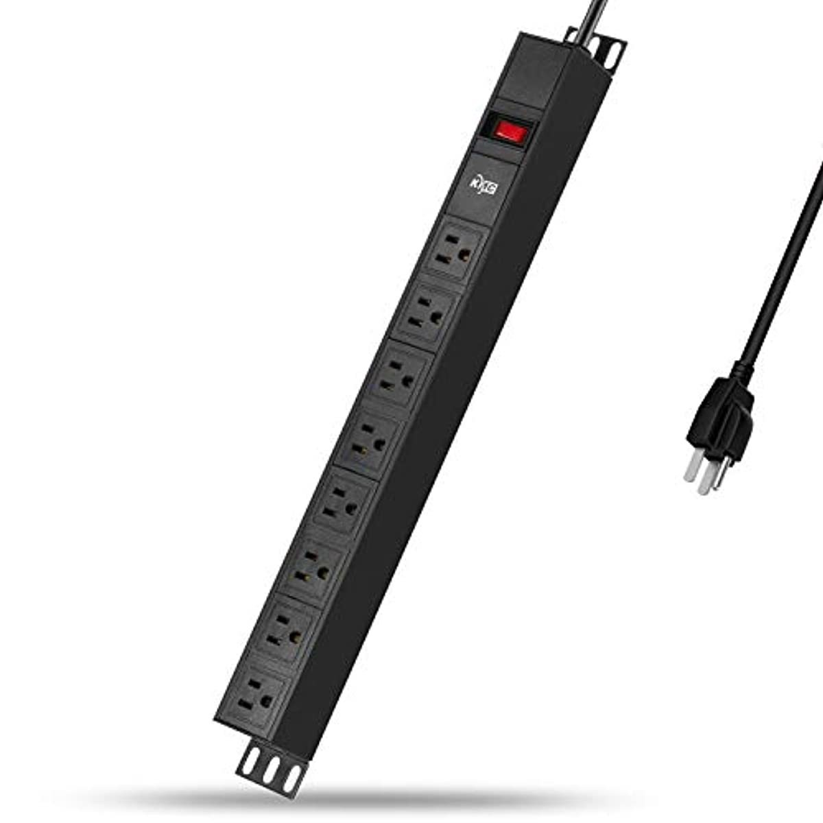 KMC 8 Outlet Power Strip Surge Protector Rack-Mount PDU with 6 Feet, 125V/15A, 1800 Joule, Black